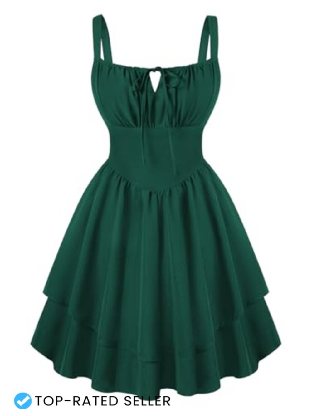 Corset Mini Dress A-Line Square Neck Smocked Back Sundress with Pockets